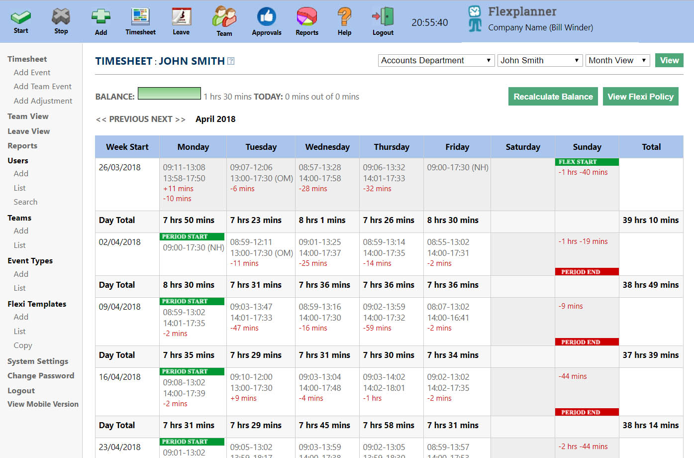 flextime examples