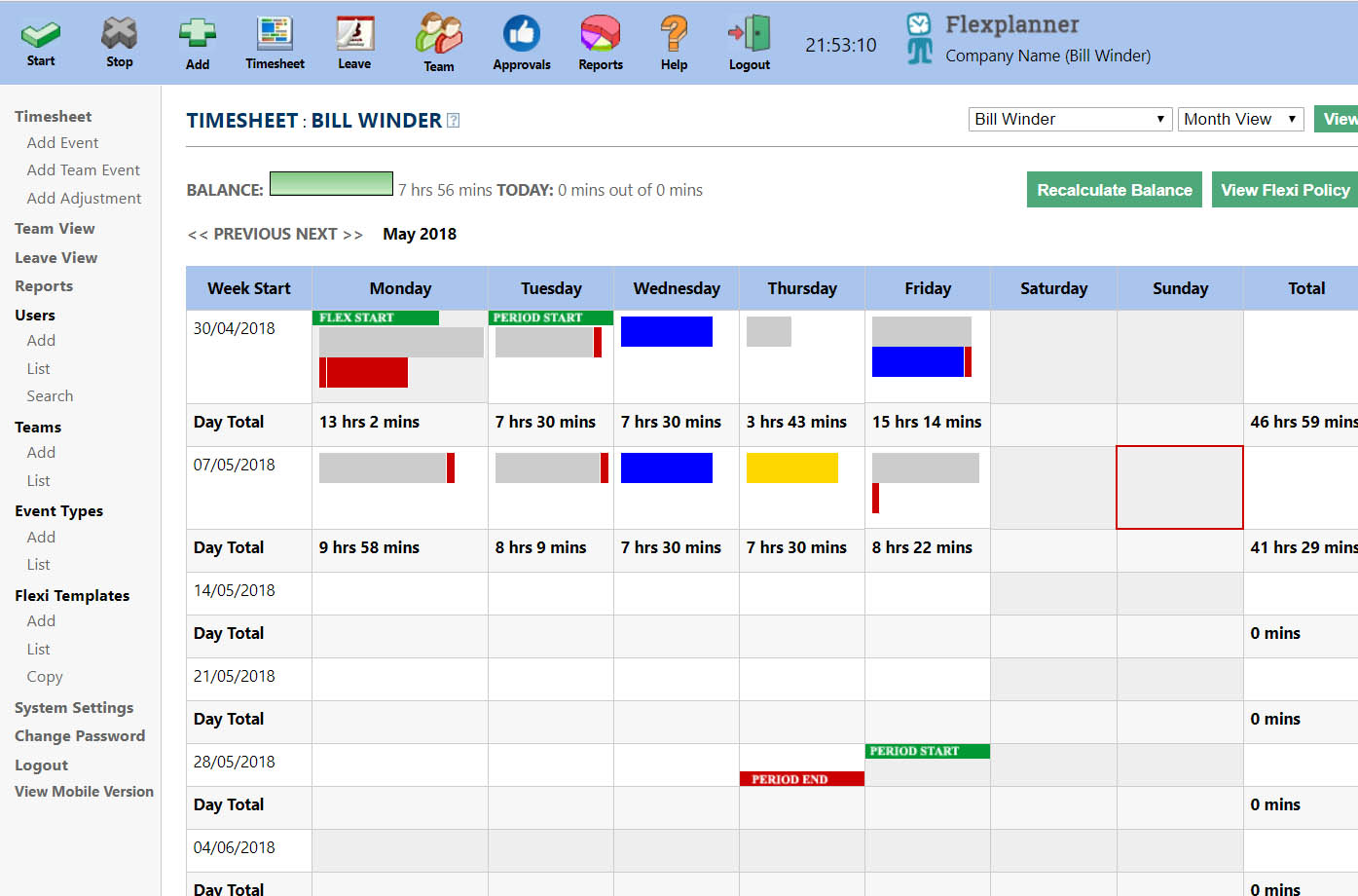 Flexi Time System Features Flexi Time System Features