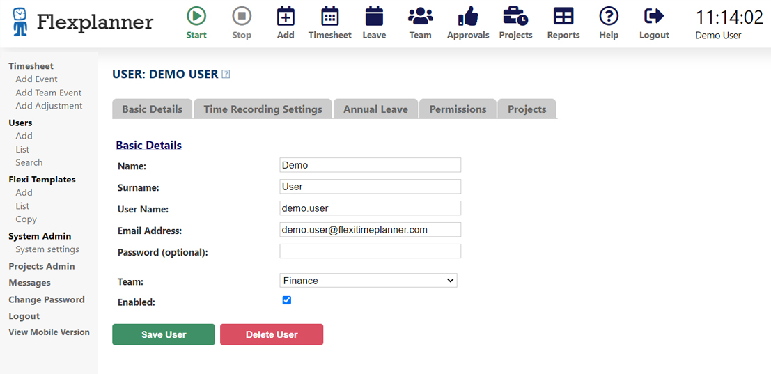 Flexi Time Software Screen Shot