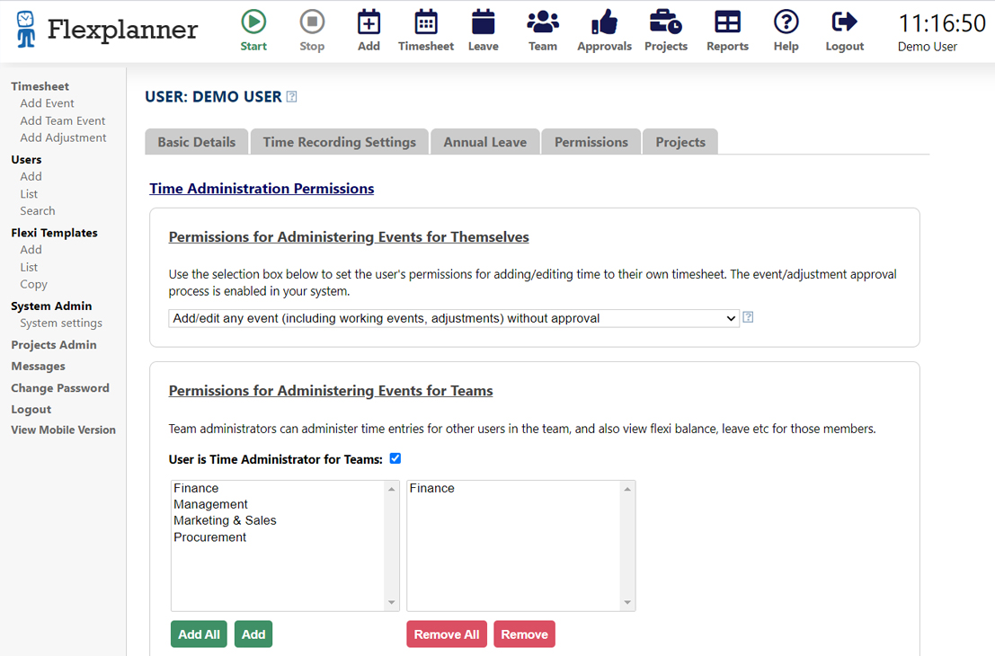 Flexi Time Software Screen Shot